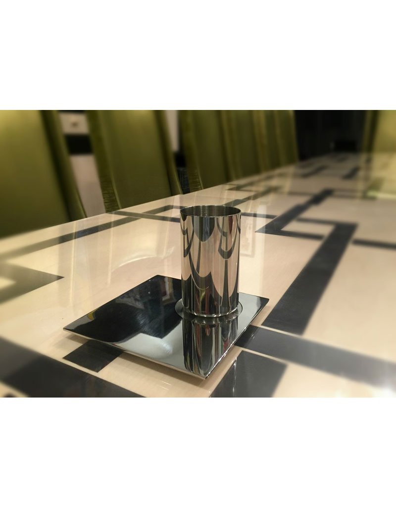 Elevate Kiddush Set & Tealight Holders | Silver | Uvtuvo Modern Judaica