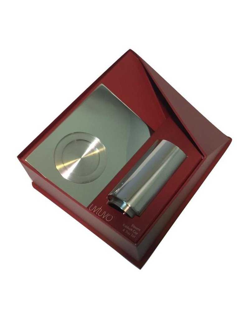 Elevate Kiddush Set & Tealight Holders | Silver | Uvtuvo Modern Judaica