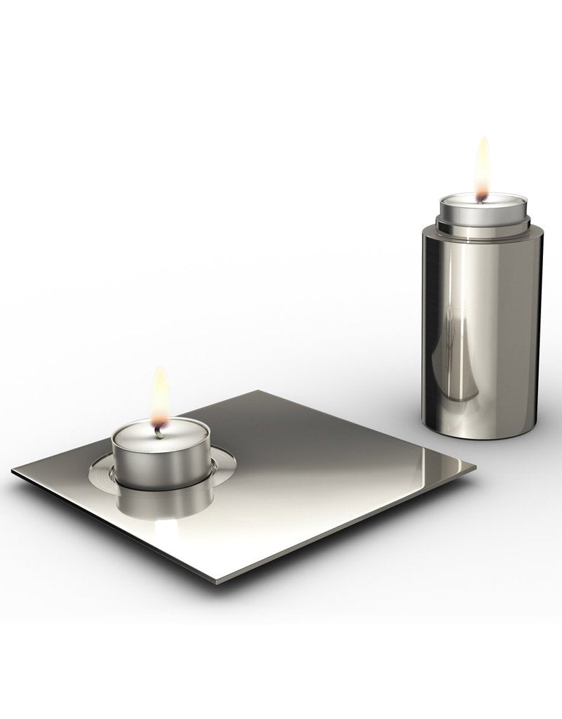 Elevate Kiddush Set & Tealight Holders | Silver | Uvtuvo Modern Judaica