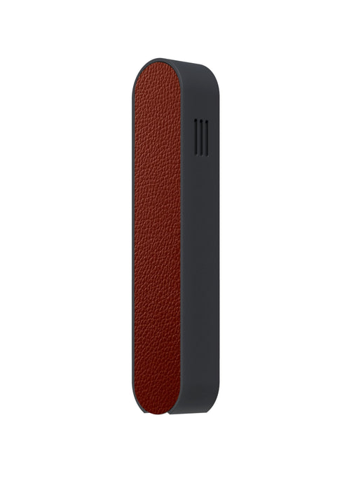 Modern Mezuzah - Mood - Black - Brown Leather - Uvtuvo Modern Judaica Jewish Gift