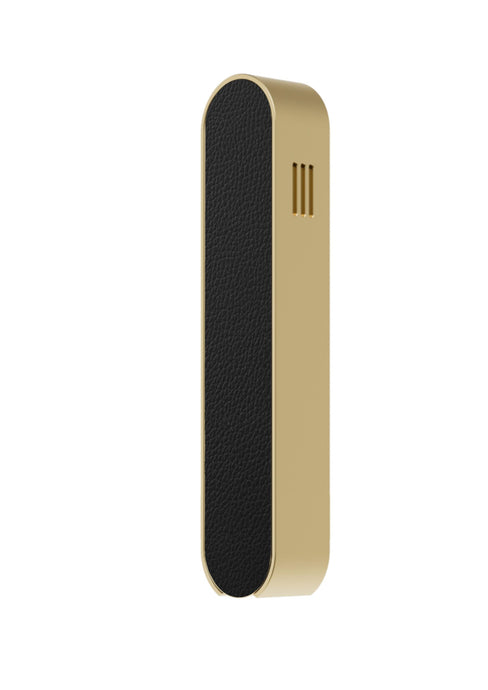 Modern Mezuzah - Mood - Gold Black Leather - Uvtuvo Jewish Gift Modern Judaica