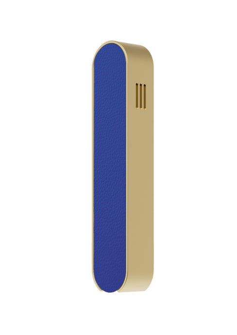 Modern Mezuzah -  Mood - Gold Blue Leather - Uvtuvo Jewish Gift Modern Judaica