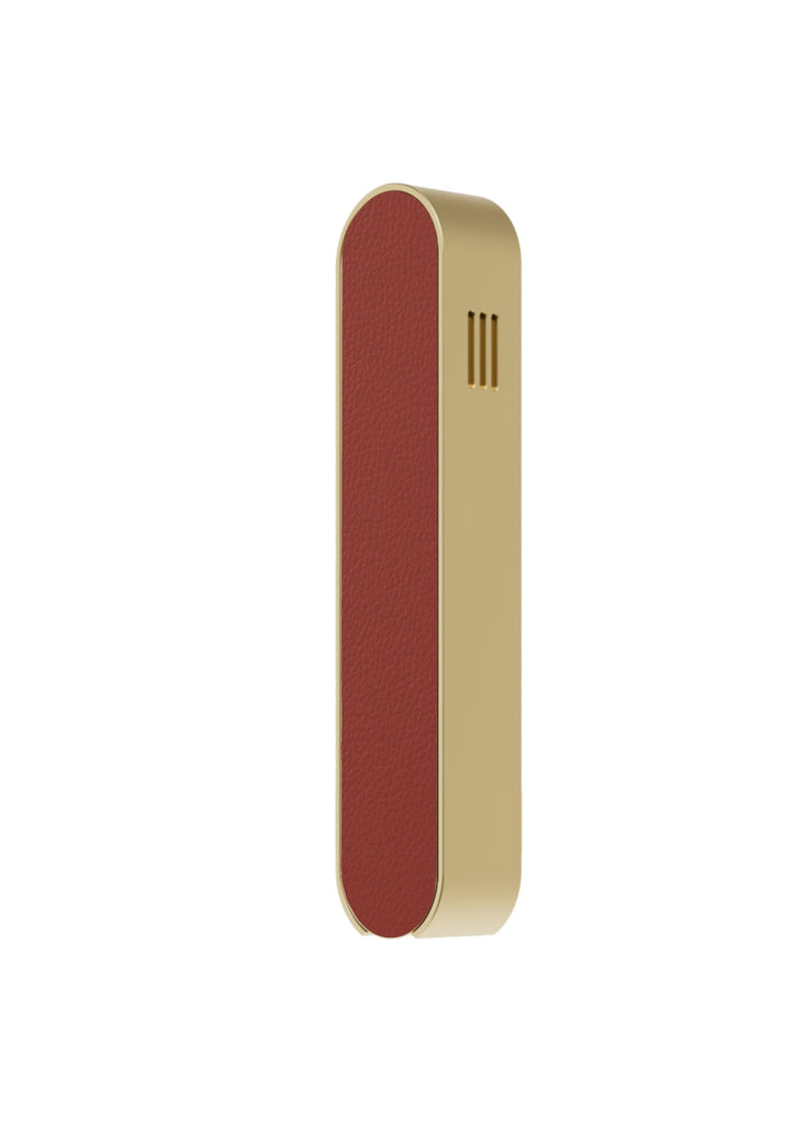 Modern Mezuzah - Unique Mood - Gold Brown Leather - Uvtuvo Jewish Gift Modern Judaica