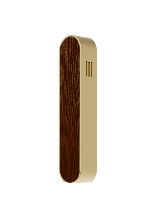 Modern Mezuzah - Mood - Gold - Brown Wood - Uvtuvo Jewish Modern Judaica Gift