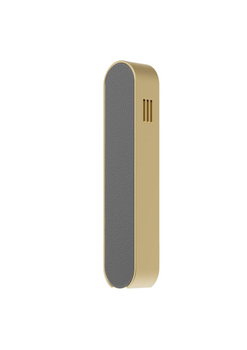 Modern Mezuzah - Mood - Gold Gray Leather - Uvtuvo Jewish Gift Modern Judaica