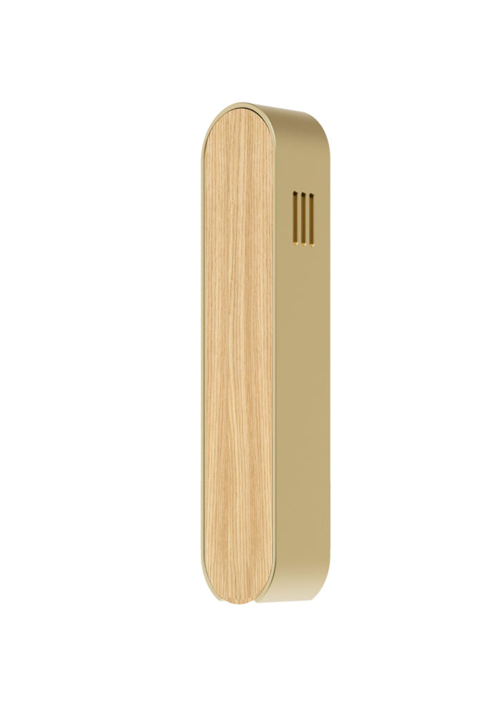 Modern Mezuzah - Mood - Gold - Natural Wood - Uvtuvo Jewish Modern Judaica Gift
