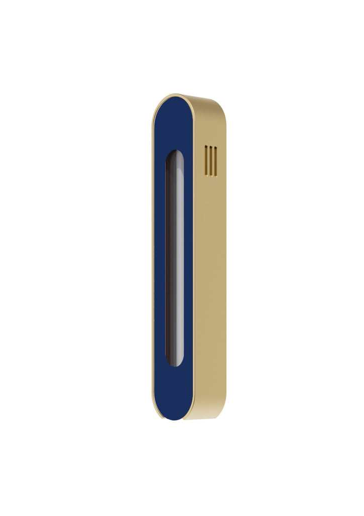 Modern Mezuzah - Mood - Gold - Navy Blue Cutaway - Uvtuvo Jewish Modern Judaica Gift