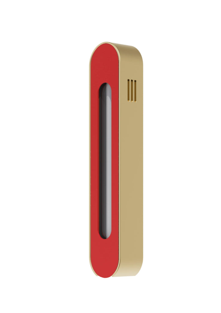 Modern Mezuzah - Mood - Gold - Red Cutaway - Uvtuvo Jewish Modern Judaica Gift