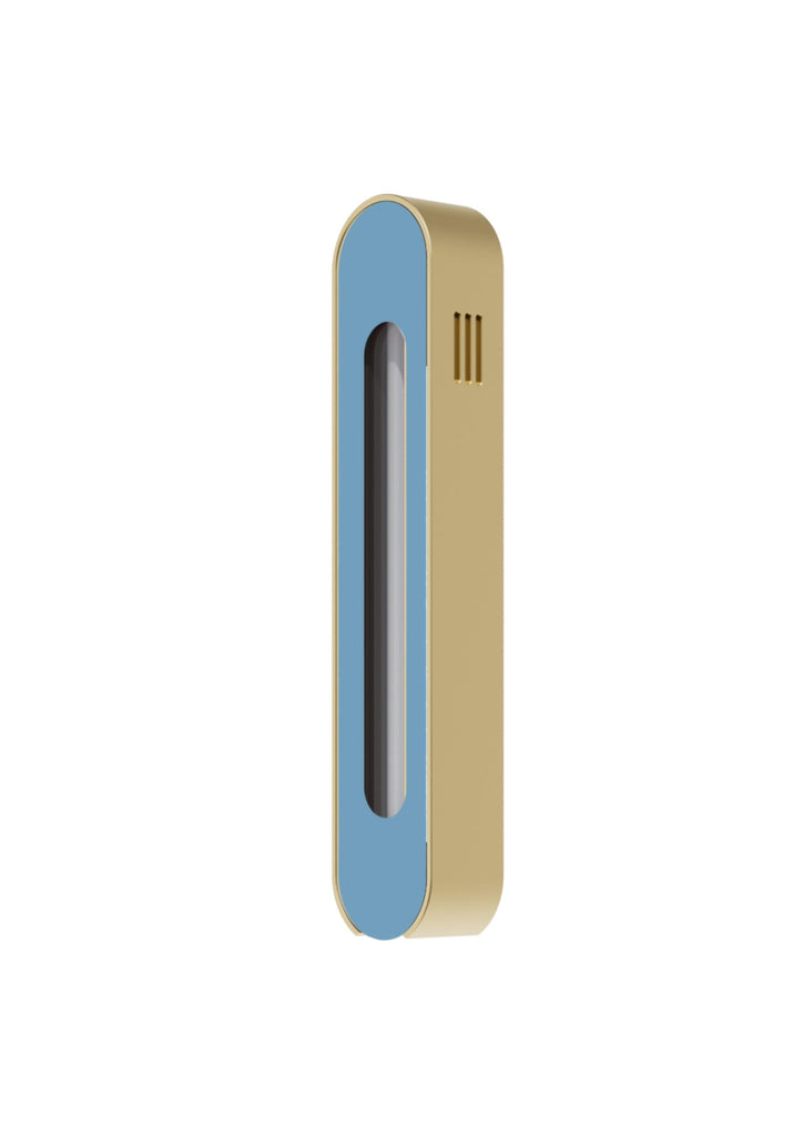 Modern Mezuzah - Mood - Gold - Sky Blue Cutaway - Uvtuvo Jewish Modern Judaica Gift