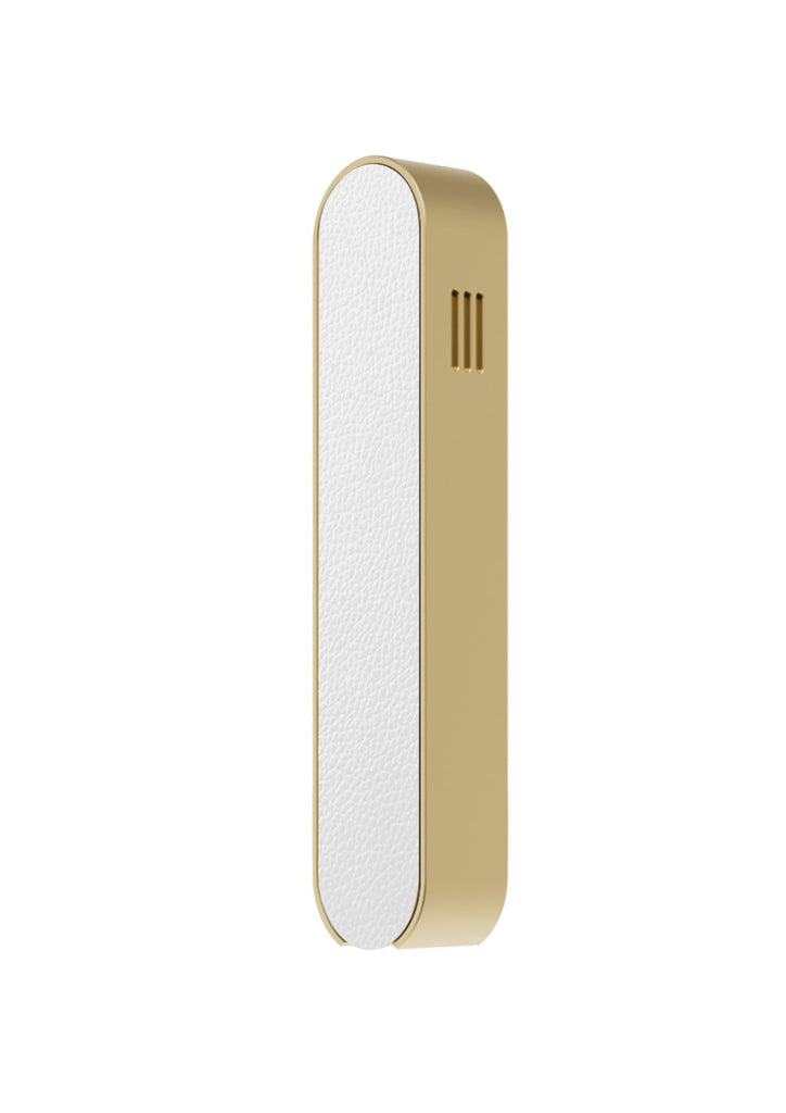 Modern Mezuzah - Mood - Gold White Leather- Uvtuvo Modern Judaica Jewish Gift