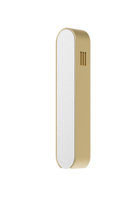 Modern Mezuzah - Mood - Gold White Leather- Uvtuvo Modern Judaica Jewish Gift