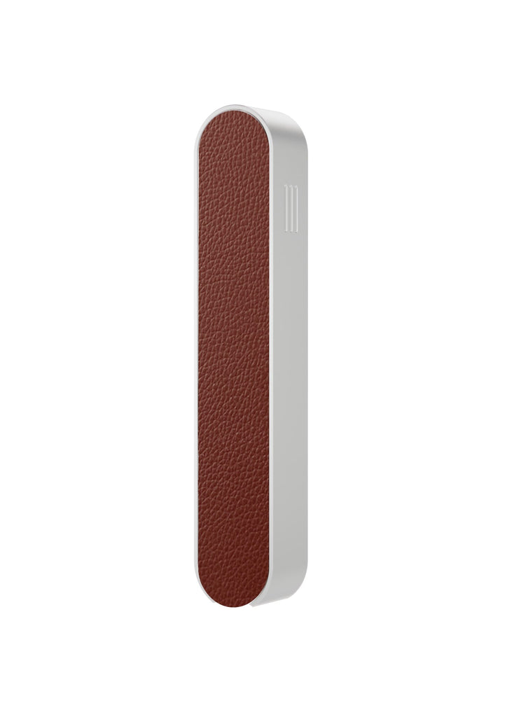 Modern Mezuzah - Mood - Silver - Brown Leather - Uvtuvo Modern Judaica Jewish Gift