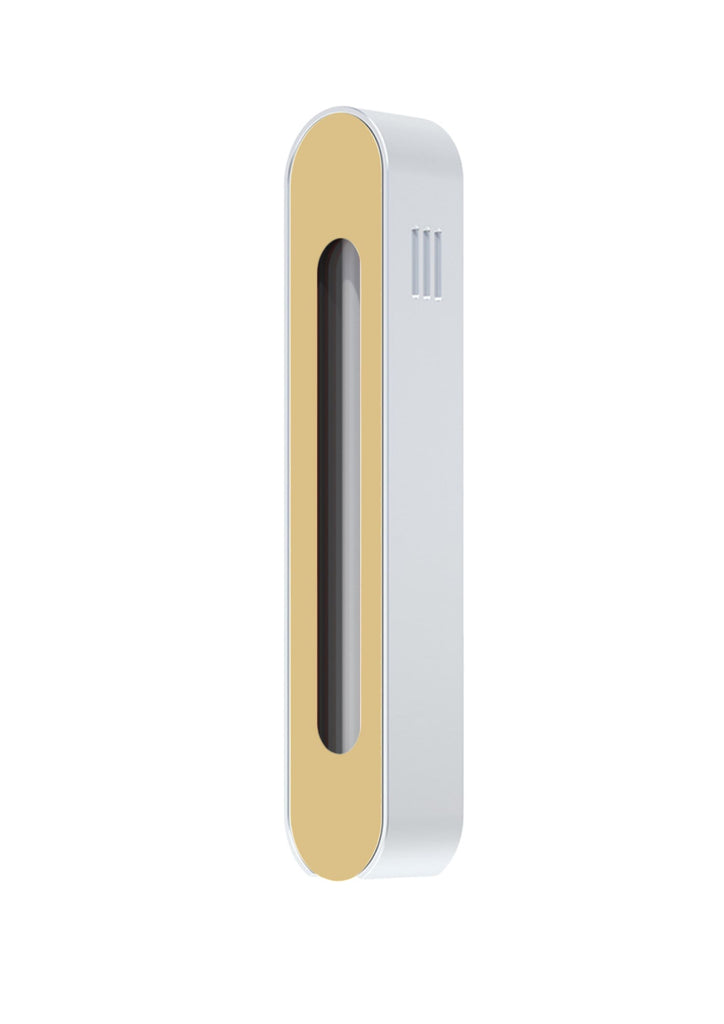 Modern Mezuzah - Mood - Silver - Gold Cutaway - Uvtuvo Modern Judaica Jewish Gift