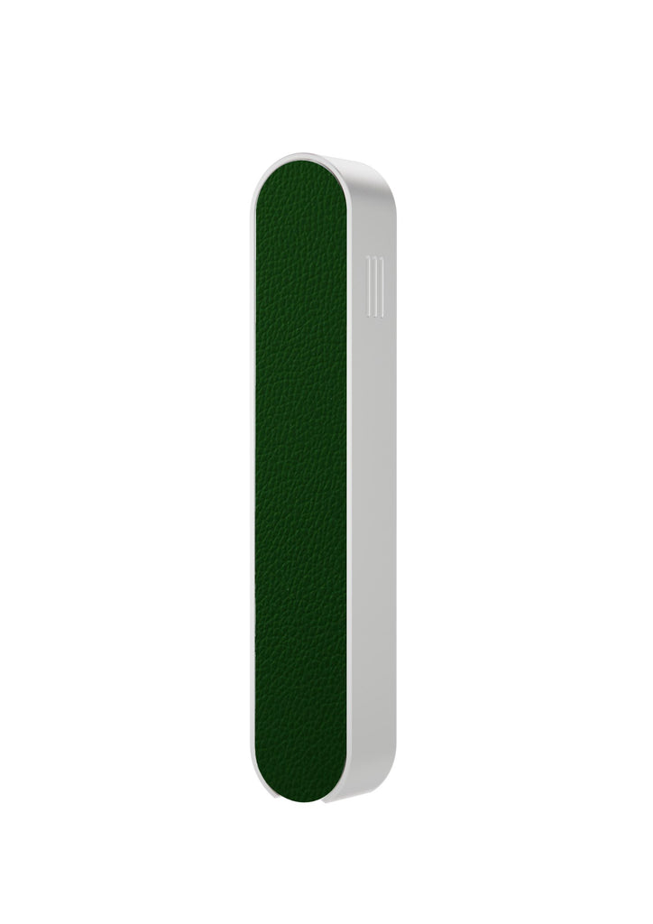 Modern Mezuzah - Mood - Silver - Green Leather - Uvtuvo Modern Judaica Jewish Gift