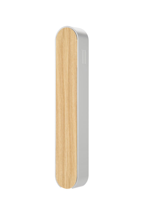 Modern Mezuzah - Mood - Silver - Natural Wood - Uvtuvo Modern Judaica Jewish Gift