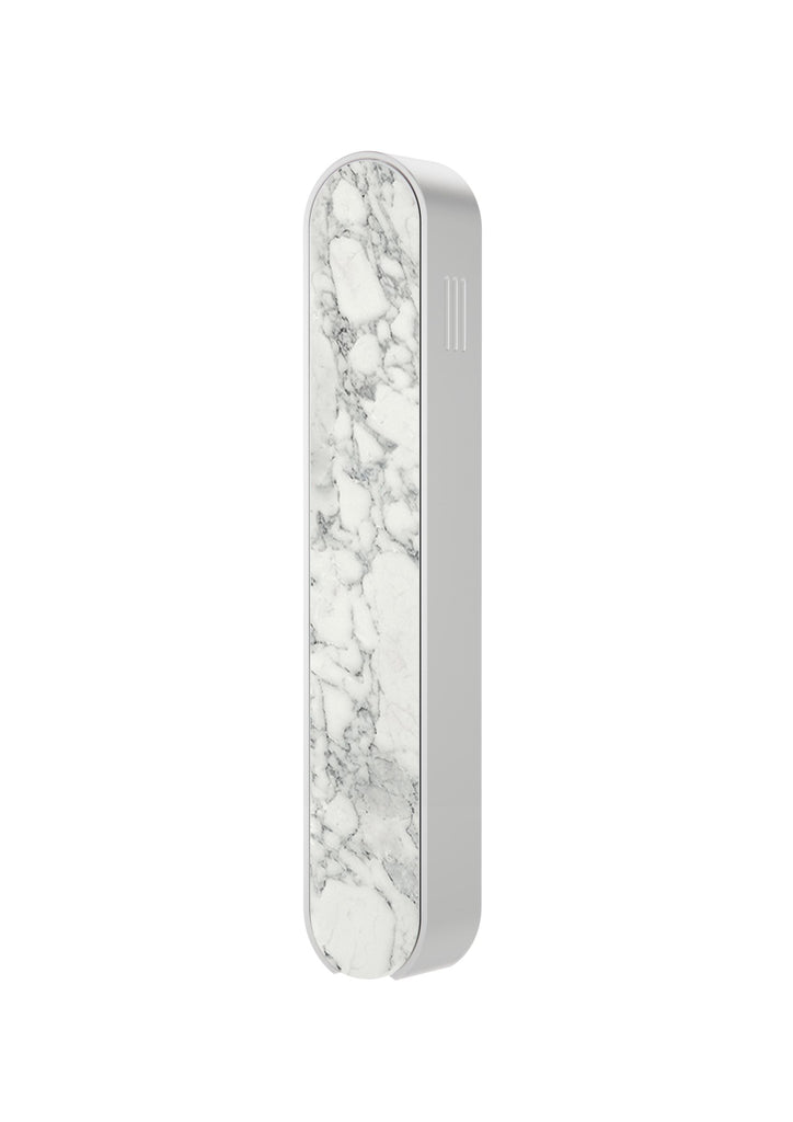 Modern Mezuzah - Mood - Silver - White Stone - Uvtuvo Modern Judaica Jewish Gift